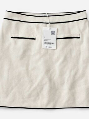 Cream A-Line Mini Skirt with Black Trim